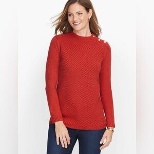 Talbots Tweed Cotton blend mock neck sweater size Large